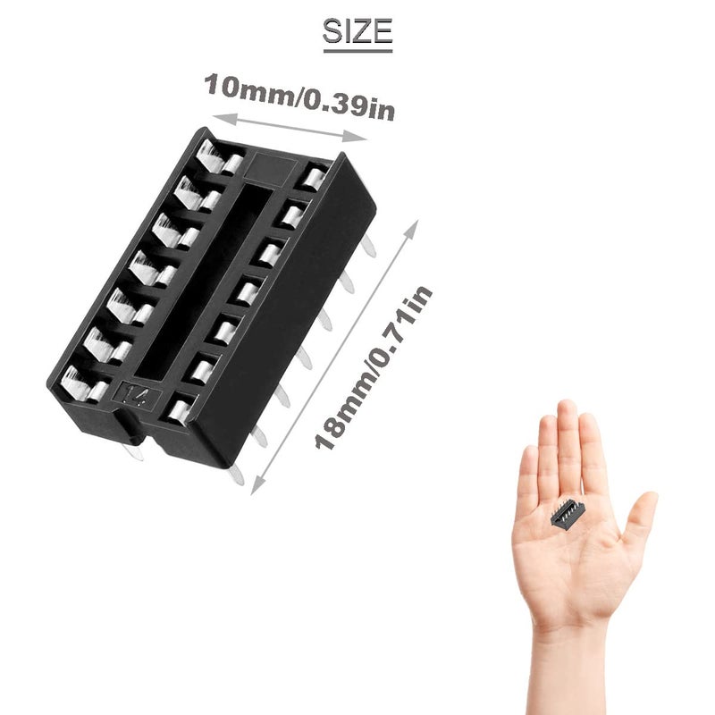 DKARDU 50pcs 14-Pin DIP IC Socket, Black, Easy to Install with Tin Wire Pen for Electronics Experiment DIY - Image 3